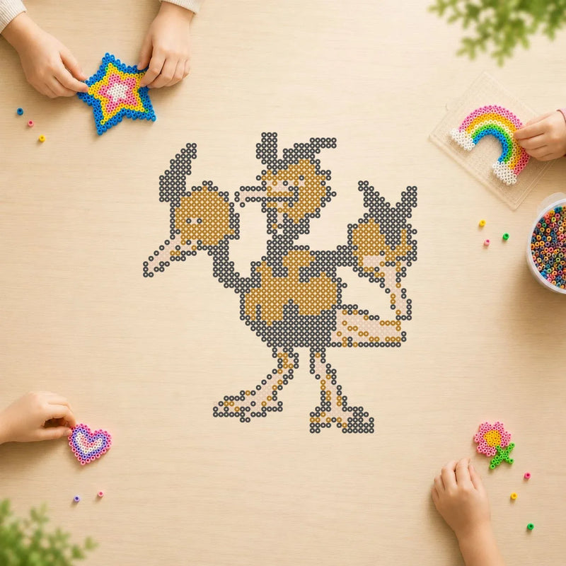 Dodrio — modèle terminé en perles Hama