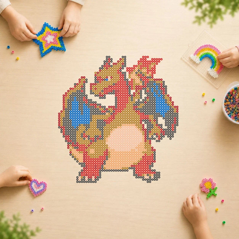 Dracaufeu — modèle terminé en perles Hama