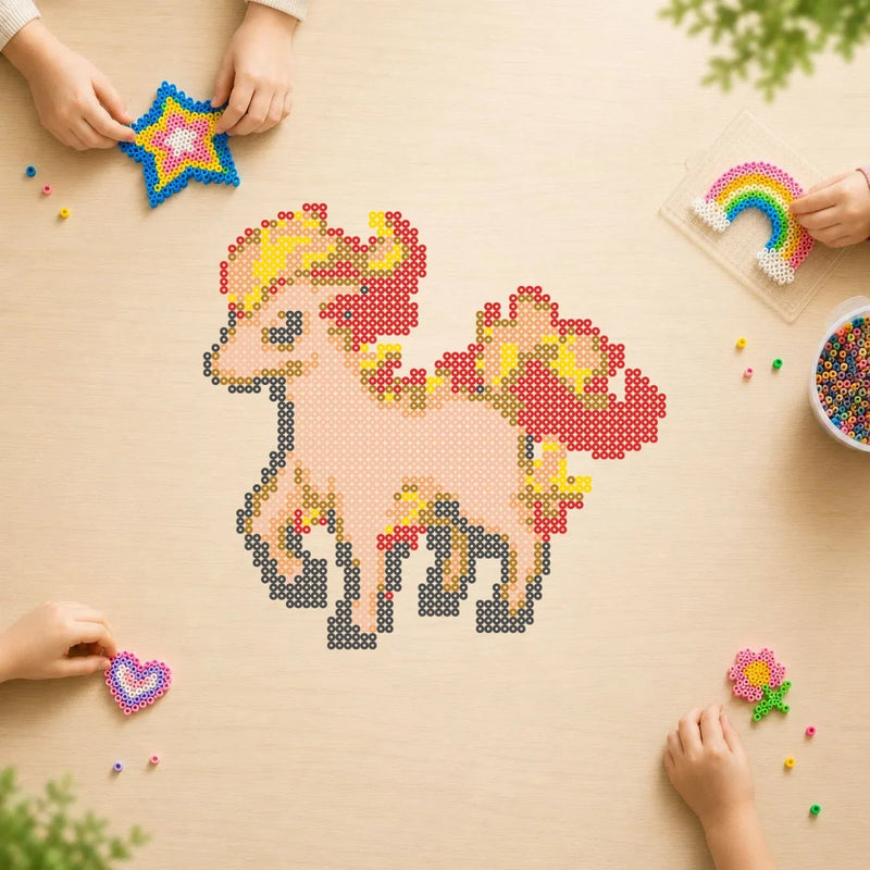 Ponyta — modèle terminé en perles Hama