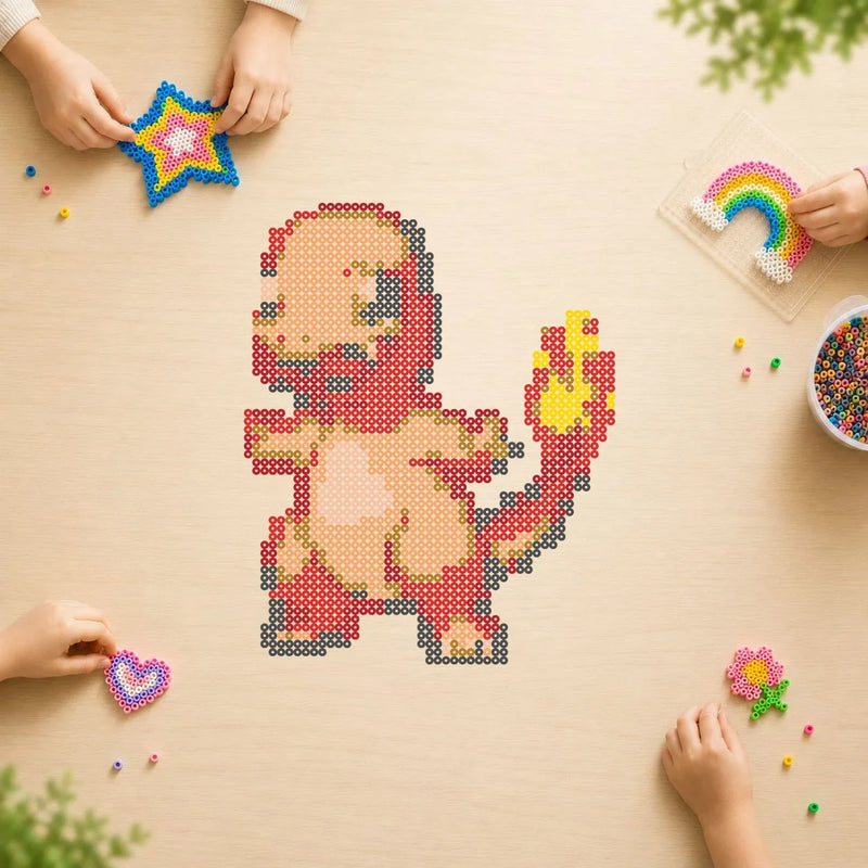 Salamèche — modèle terminé en perles Hama