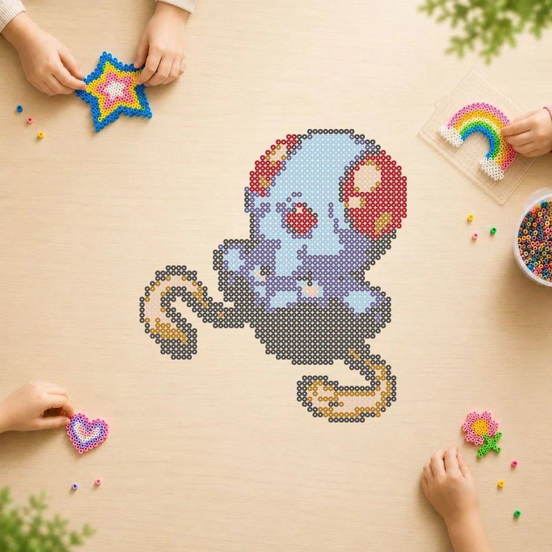 Tentacool — modèle terminé en perles Hama